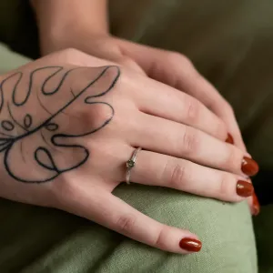 Gold ring in tree bark shape with moss agate MOSSI