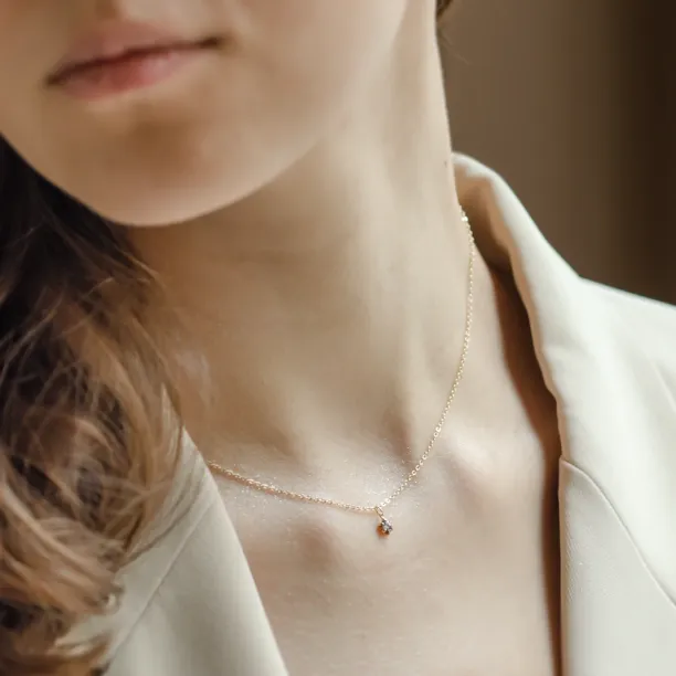 Dainty gold pendant with salt and pepper diamond CADIE Image