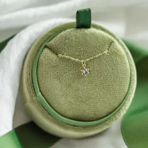Dainty gold pendant with salt and pepper diamond CADIE Thumbnail