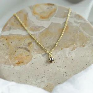 Dainty gold pendant with salt and pepper diamond CADIE Thumbnail