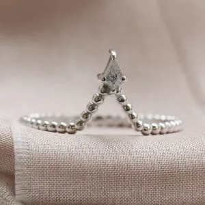Salt and pepper diamond V stacker ring ISOLDE Thumbnail