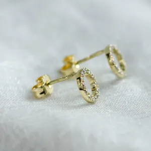 Circle diamond stud earrings CARLEEN Thumbnail