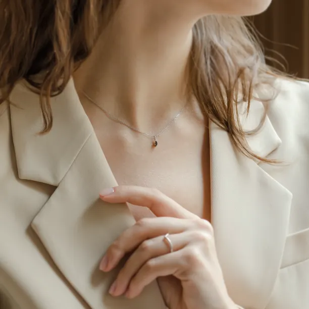 Minimalist pendant with kite salt and pepper diamond ARI Image