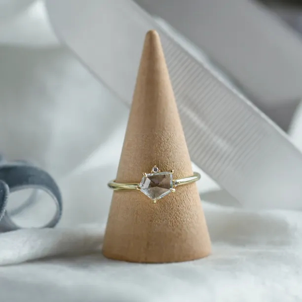 Unusual engagement ring with white sapphire in atypical shape MARIAH Image