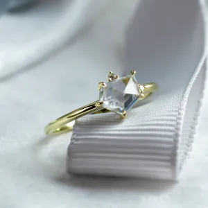 Unusual engagement ring with white sapphire in atypical shape MARIAH Thumbnail