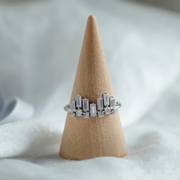 Unusual geometric ring with moissanites in art deco style TAMARA Image