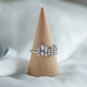 Unusual geometric ring with moissanites in art deco style TAMARA Thumbnail