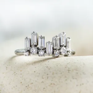 Unusual geometric ring with moissanites in art deco style TAMARA