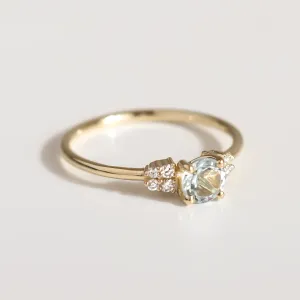 Dainty round aquamarine ring gold AZZURRO Thumbnail