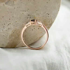 Estate emerald cut sapphire and baguette diamond ring JENNA Thumbnail