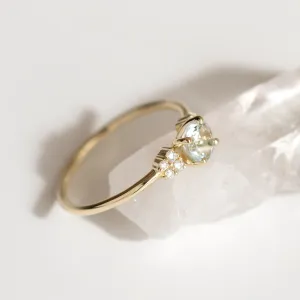Dainty round aquamarine ring gold AZZURRO Thumbnail