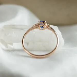 Elegant emerald sapphire and pear diamond ring LEILANI Thumbnail