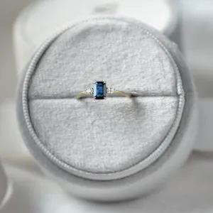 Elegant emerald sapphire and pear diamond ring LEILANI Thumbnail