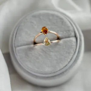 Toi et Moi ring with citrine and lemon quartz ASTRA Thumbnail