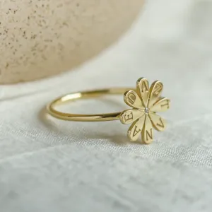 Gold ring with a diamond and engraving LEXI Thumbnail