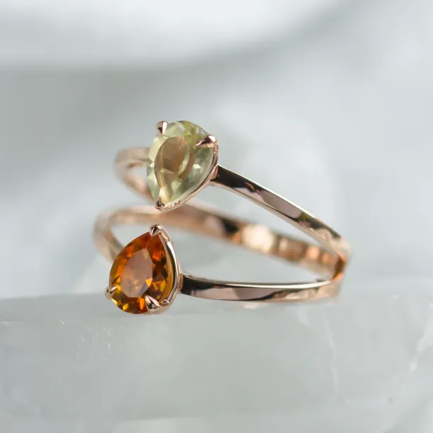 Toi et Moi ring with citrine and lemon quartz ASTRA Image