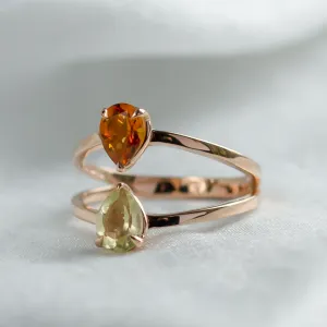 Toi et Moi ring with citrine and lemon quartz ASTRA Thumbnail