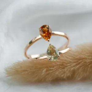 Toi et Moi ring with citrine and lemon quartz ASTRA Thumbnail