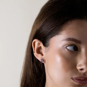 Gold aquamarine and salt &amp; pepper diamond earrings BELLA Thumbnail