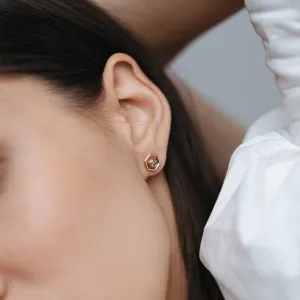 Zlaté náušnice ve tvaru hexagonu s vyměnitelným drahokamem SAM Thumbnail