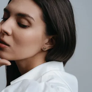 Zlaté náušnice ve tvaru hexagonu s vyměnitelným drahokamem SAM Thumbnail