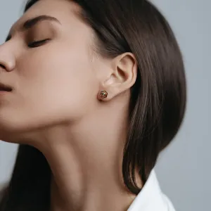 Zlaté náušnice ve tvaru hexagonu s vyměnitelným drahokamem SAM Thumbnail