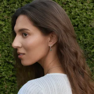 Zlaté visací náušnice s mechovými acháty a diamanty MARLOW Thumbnail