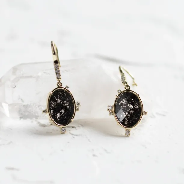 Salt and pepper diamond vintage earrings MARIBEL Image