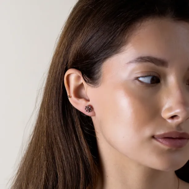 Floral earrings with salt and pepper diamonds FLOWER Image