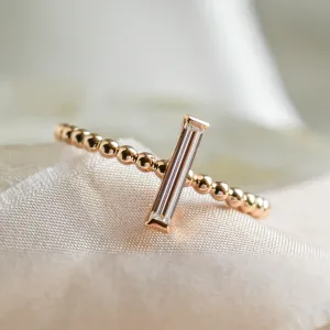 Kuličkový zásnubní prsten s baguette moissanitem ECLA Thumbnail