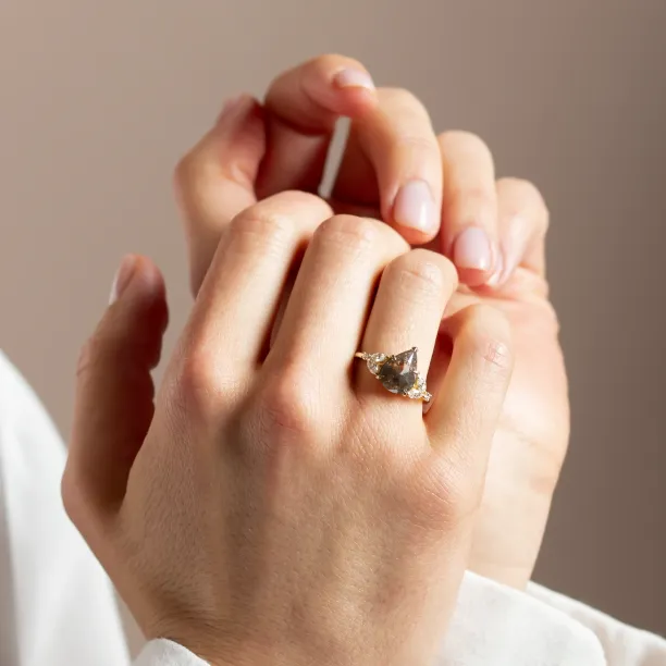 Unique salt and pepper and lab grown diamond engagement ring ECLIPSE Image