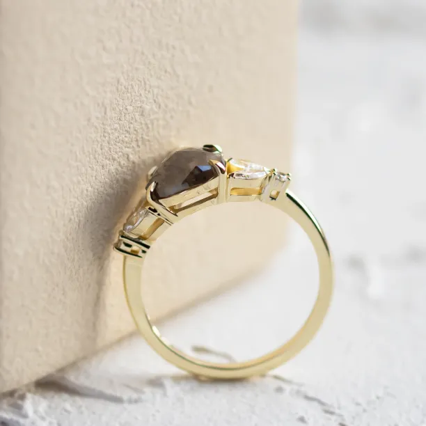 Unique salt and pepper and lab grown diamond engagement ring ECLIPSE Image