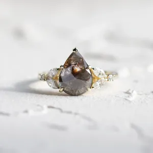 Unique salt and pepper and lab grown diamond engagement ring ECLIPSE