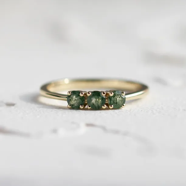 Three stone moss agate ring BOND Image