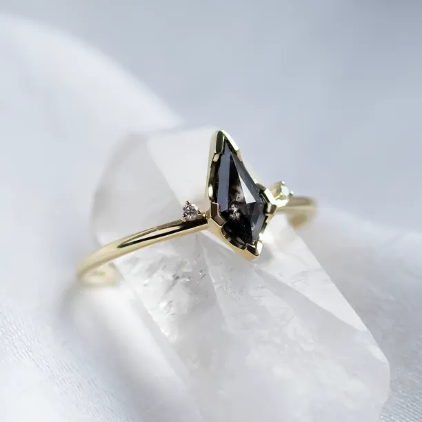 Salt and pepper diamond engagement ring MEG Image