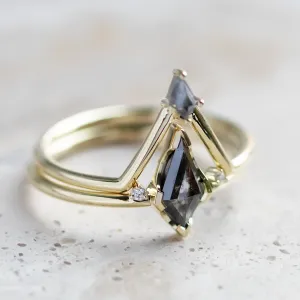 Salt and pepper and classic diamonds gold ring set DIVA Thumbnail