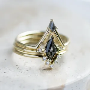 Set of three gold rings with classic and salt and pepper diamonds DIVINE Thumbnail