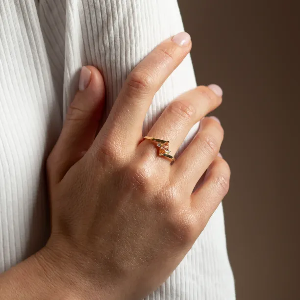 Zlatý prsten s oranžovým a bílými lab grown diamanty PESCA Image