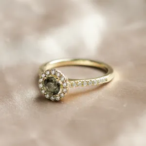 Sapphire and diamond halo ring GISE Thumbnail