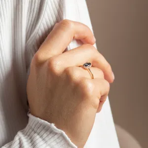 Halo teal sapphire &amp; diamond ring ZARIA Thumbnail