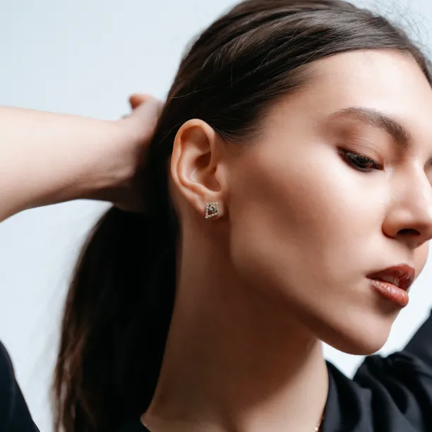 Lab-grown diamantové náušnice s vyměnitelným centrálním drahokamem JAY Image