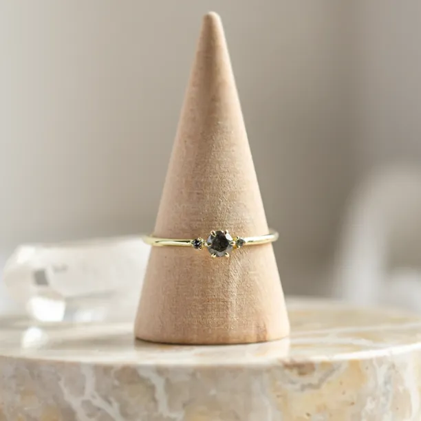 Minimalistický zásnubní prsten se salt and pepper diamanty TROIS Image