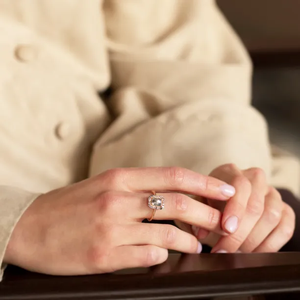 Salt and pepper diamond vintage engagement ring LUCIANA Image