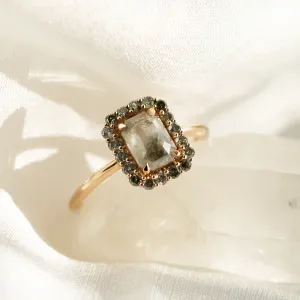 Salt and pepper diamond vintage engagement ring LUCIANA Thumbnail