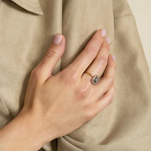 Salt and pepper diamond vintage engagement ring LUCIANA Image