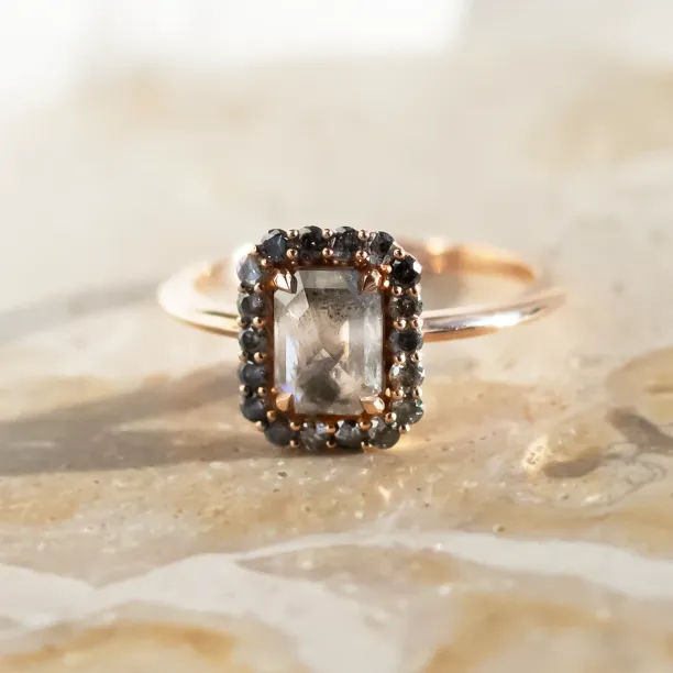 Salt and pepper diamond vintage engagement ring LUCIANA Image