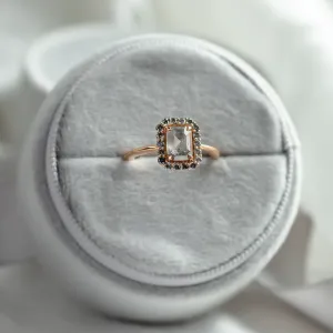 Salt and pepper diamond vintage engagement ring LUCIANA Thumbnail