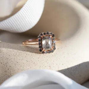 Salt and pepper diamond vintage engagement ring LUCIANA Thumbnail