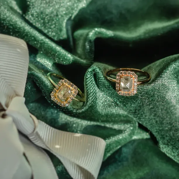 Salt and pepper diamond vintage engagement ring LUCIANA Image