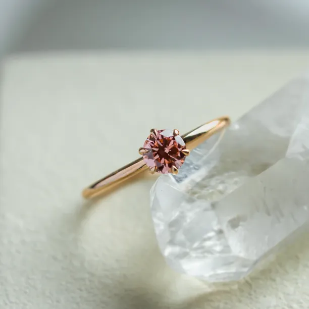 Minimalist engagement ring with pink lab grown diamond ROSE Image